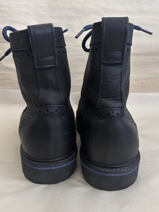 Allen Edmonds Sturgis Black Leather Boots Men 10.5 D USA Blue Accent Bike Combat